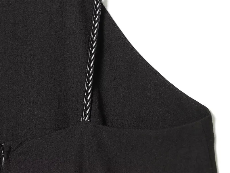 Women's Jumpsuit 2026 Summer New Style Black Strappy Double-Layer Woven Jumpsuit Elegant and Fashionable