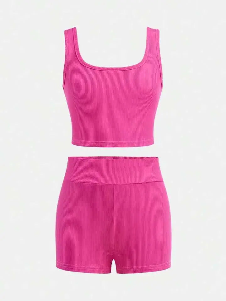 Diana Seamless Ribbed Yoga Workout Two Piece Sets