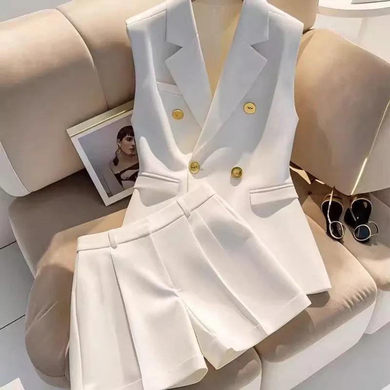 Barbie Elegant Office Lady Sleeveless Two Piece Sets