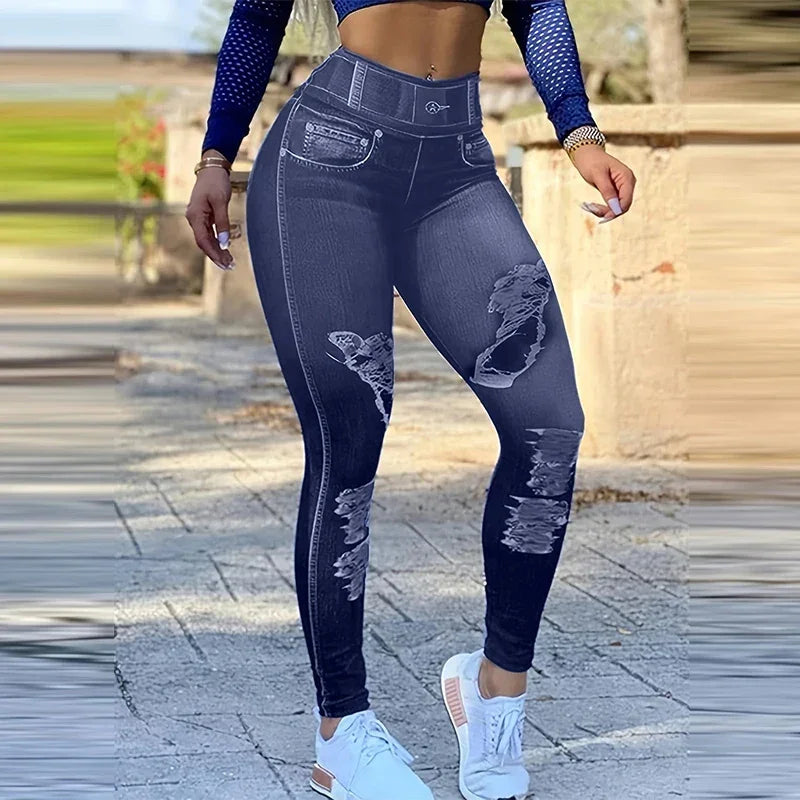 Kinnelon High-Waist Skinny Leggings with Trendy Ripped Details Comfort-fit