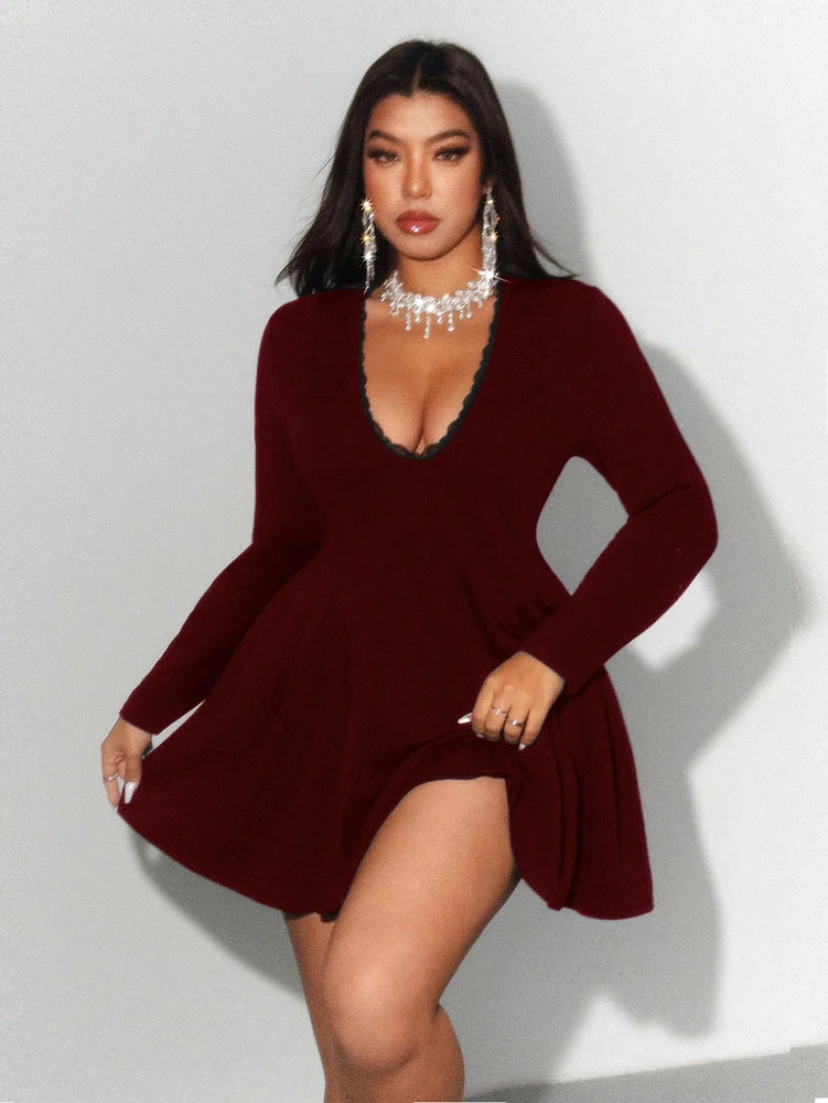 Denver Plus Size Lace Sexy Elegant Gown Party Outerwear Mini Dress
