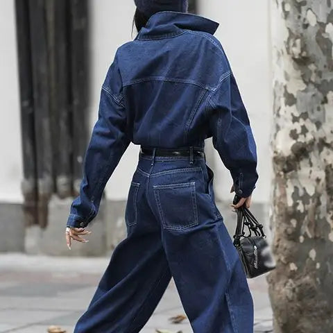 Jumpsuits Women Autumn Spring Fashion New Safari Style Loose Long Sleeve Jumpsuits Office Lady