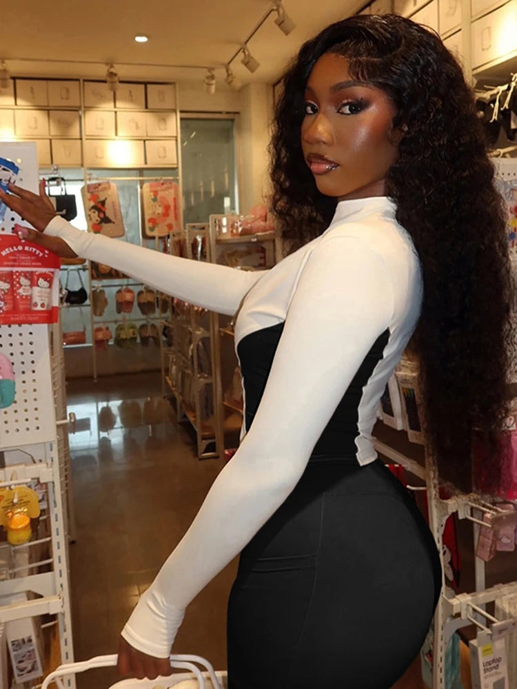 Ottawa Contrast Design Zip Full Sleeve Tide Daily Casual Sporty Fashion Outfits Set