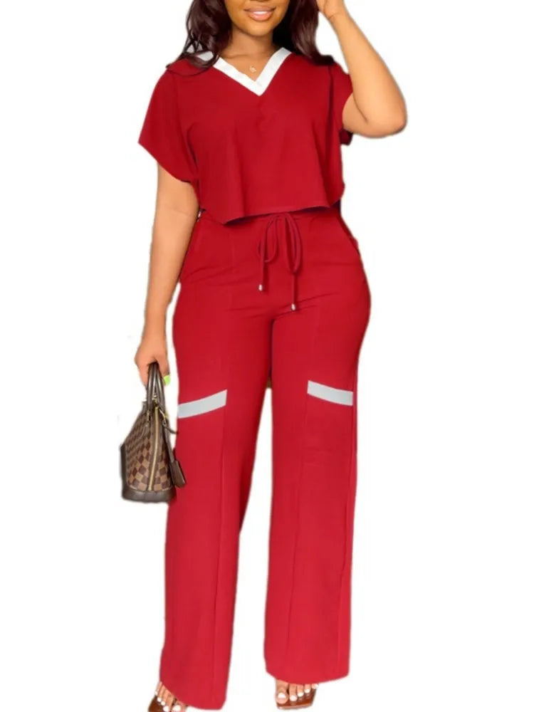 Maria Elegant Casual Short Sleeve Two Piece Sets