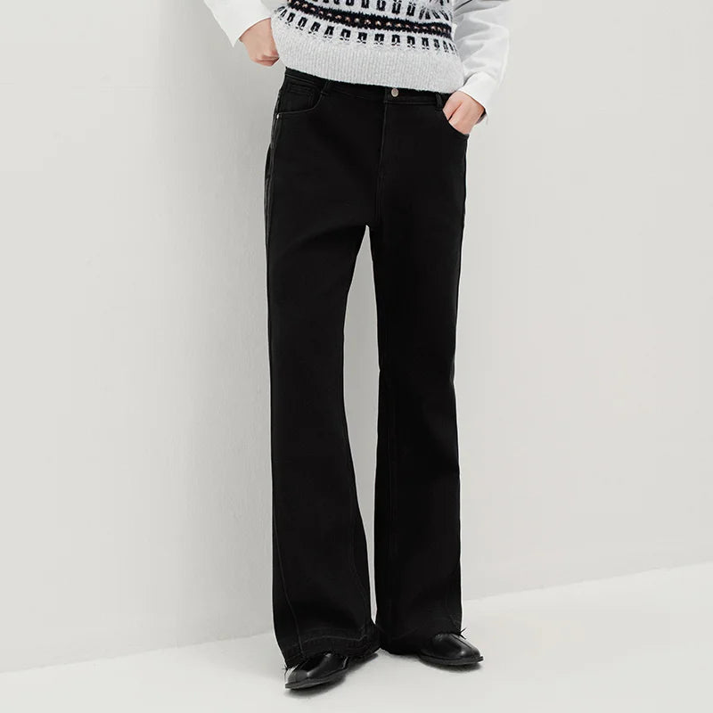Las Vegas Slim Fit Flared Leg Solid Color Open Hem Denim