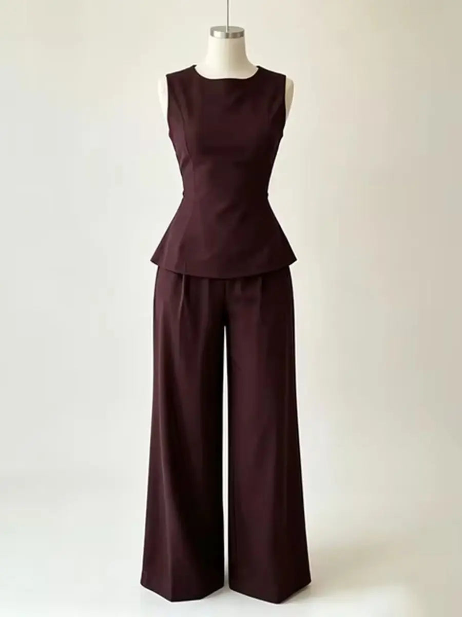 Fernanda Elegant Tie Sleeveless Casual Two Piece Sets