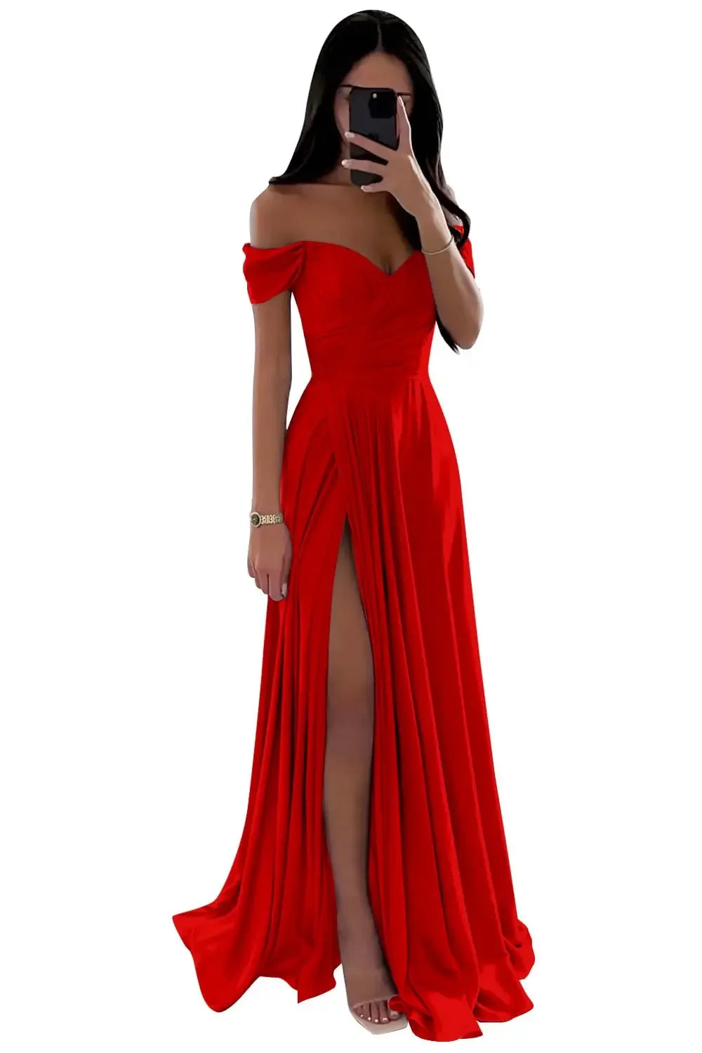 Basking Ridge Off the Shoulder Prom V-neck Backless Party Formal Evening Dress