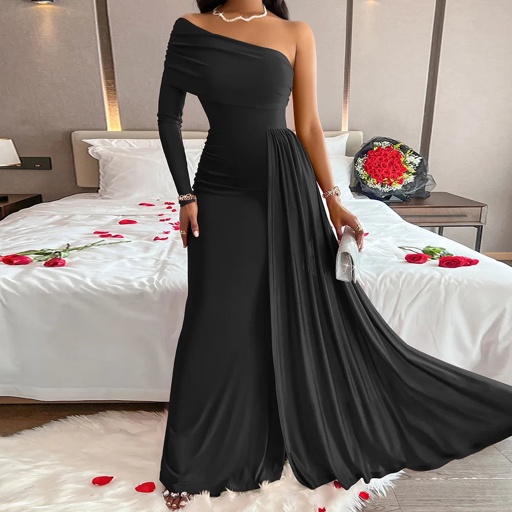 Barrie Elegant Backless Sleeveless Off Shoulder Maxi Dress