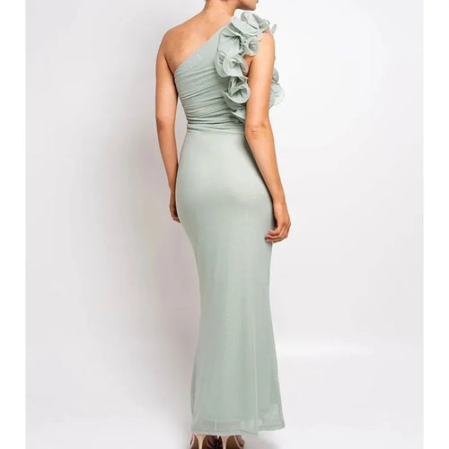 Allendale One Shoulder Bodycon Mesh Ruched Sexy Backless Long Dress