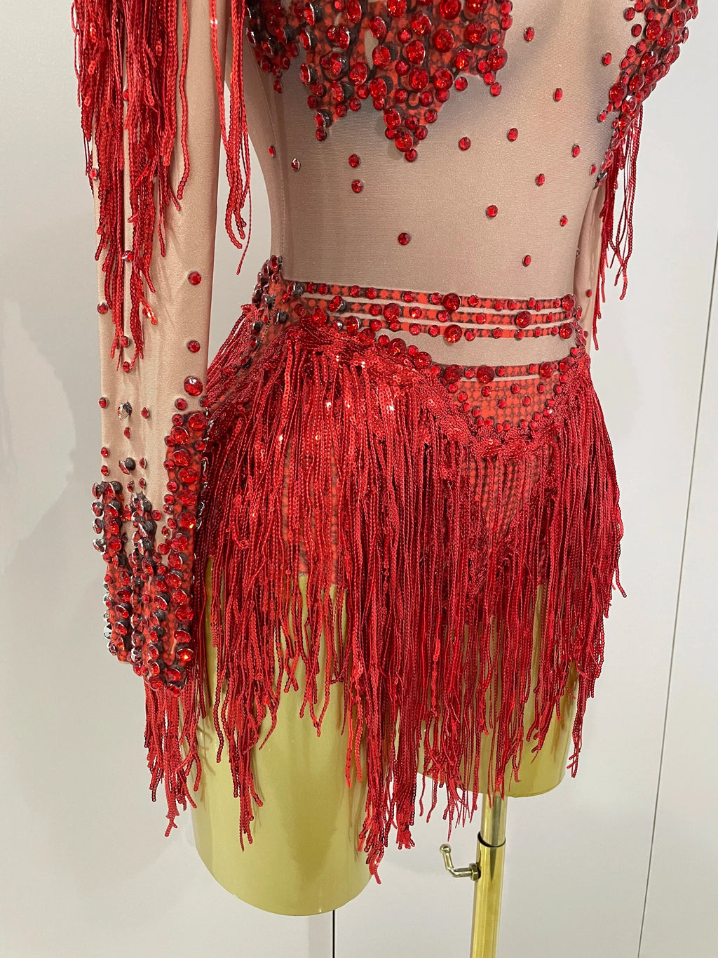 Chambersburg Sparkly Rhinestone Sequin Tassel Stretch Jumpsuit