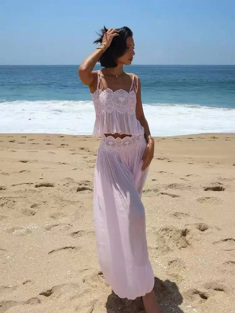 Melany Hollow Out Women's Elegant Two Piece Sets
