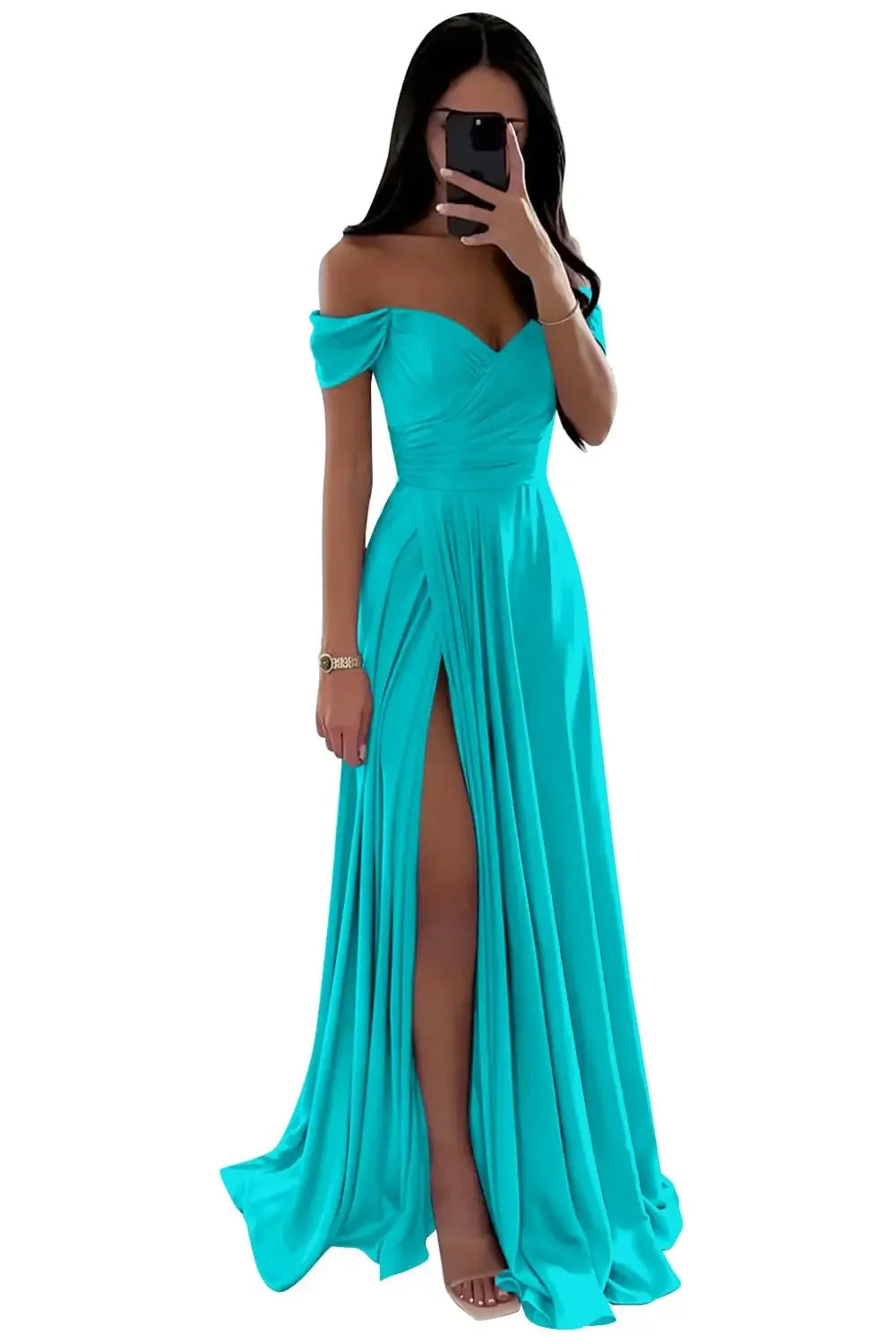 Basking Ridge Off the Shoulder Prom V-neck Backless Party Formal Evening Dress