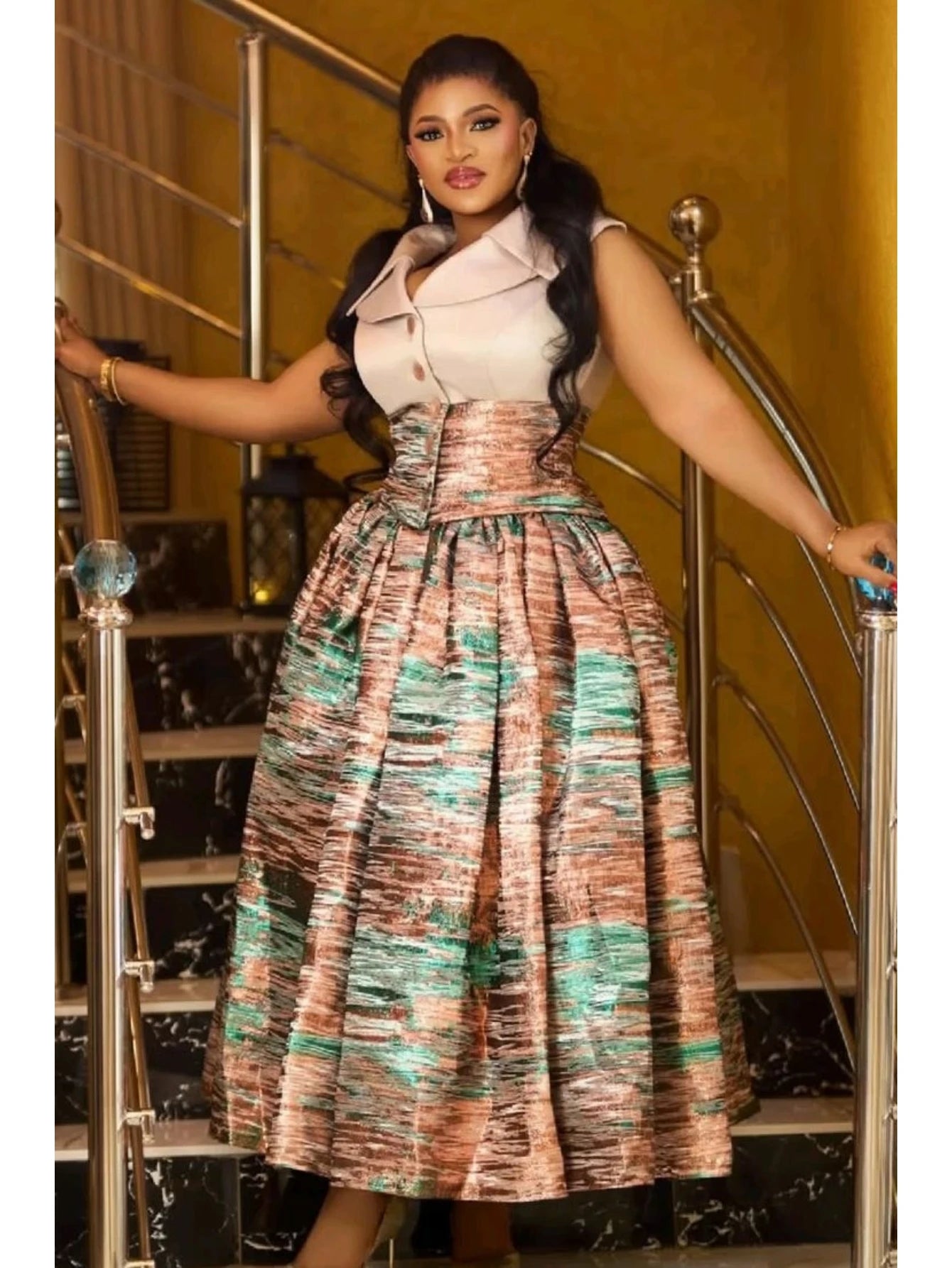 Hannah Plus Size Sleeveless Lapel Button Two Piece Sets