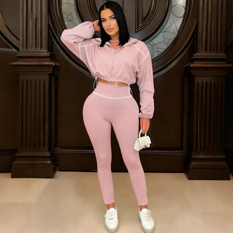 Gabriela Long Sleeve Paneled Stylish Casual Two Piece Sets