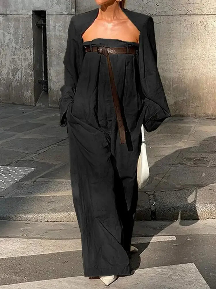 Women's Fashion JumpSuit Long Sleeves Collarless Jumpsuits