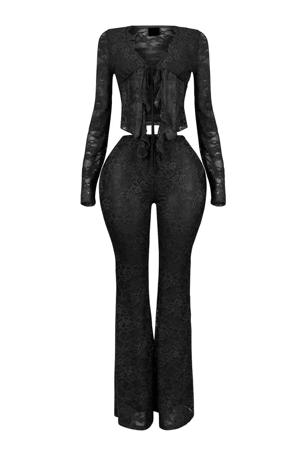 Nani Long Sleeve Lace See Through Two Piece Sets