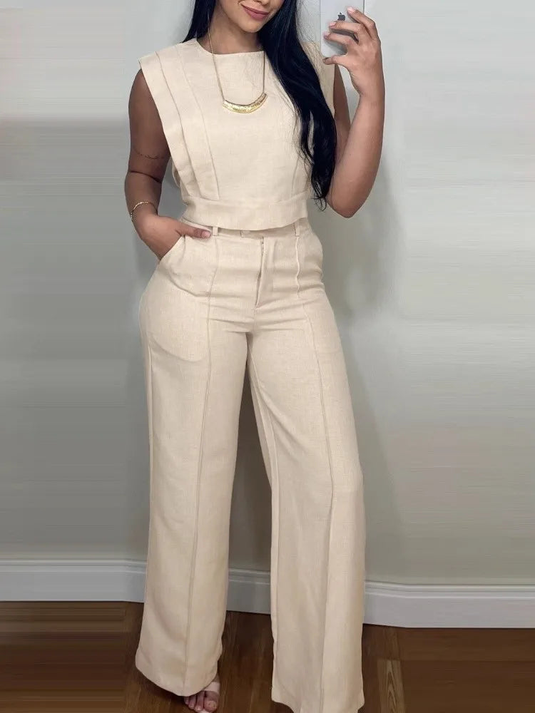 Wendy Fashion O-neck Sleeveless Two-piece Sets