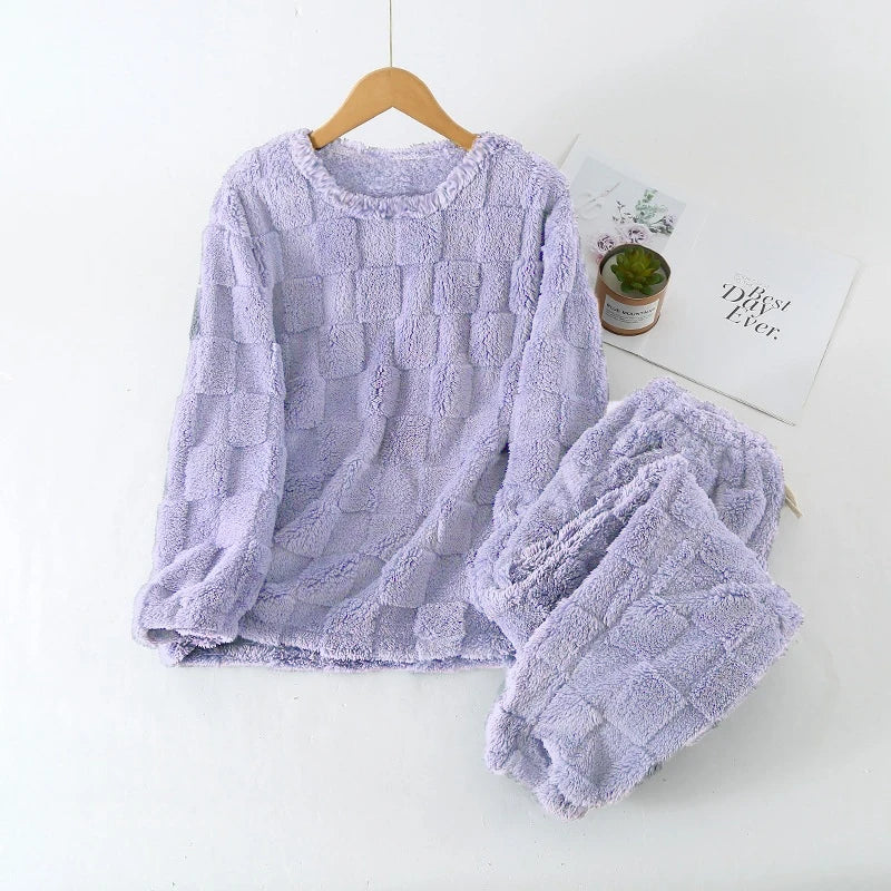 Lia Autumn Winter Plaid O-Neck Pullover Two Piece Sets
