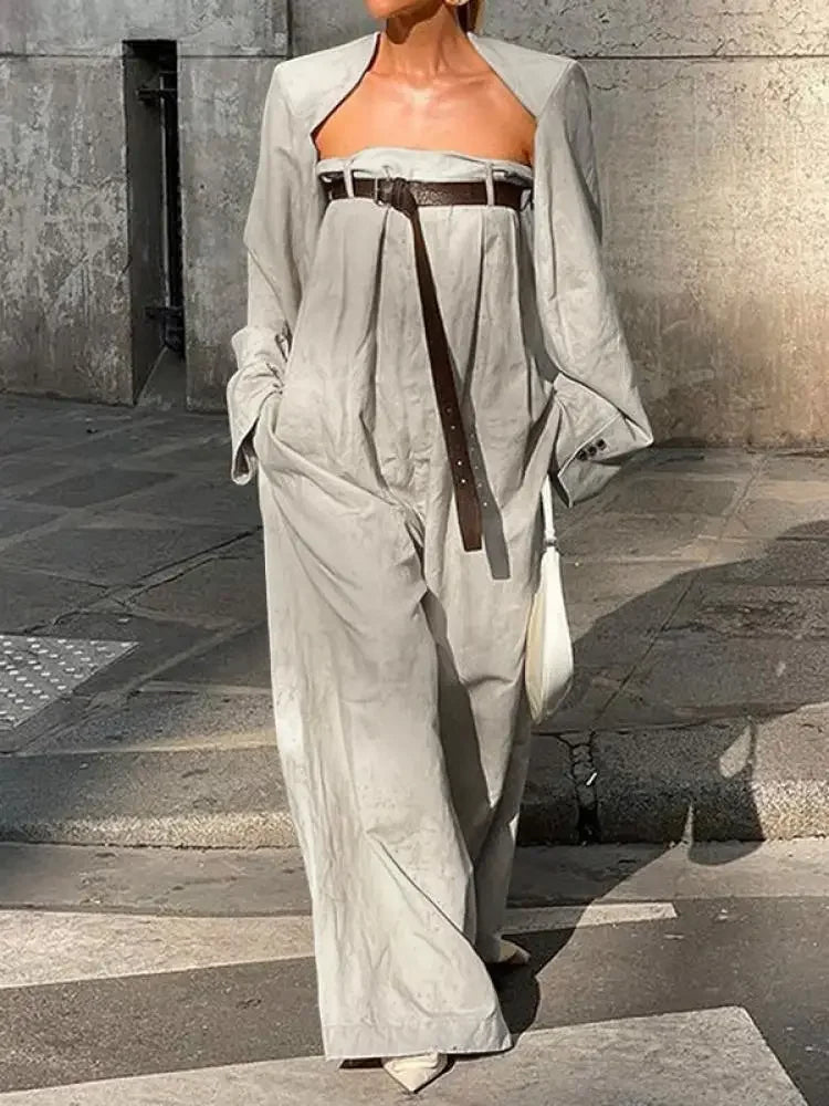 Women's Fashion JumpSuit Long Sleeves Collarless Jumpsuits