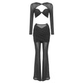 Williamsburg Mesh Fashion Street Wear Hollow Out Design Crop Set