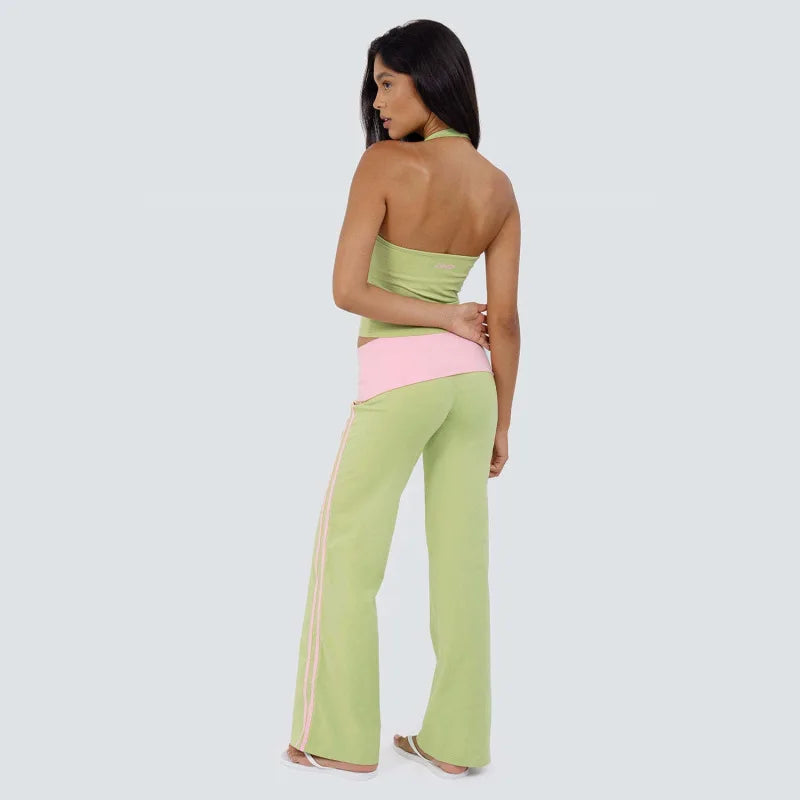 Pilar Contrasting Color Hanging Neck Two Piece Sets