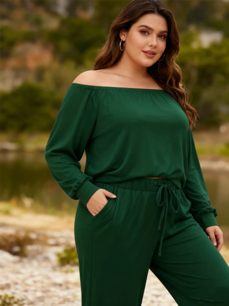Clearance Plus Size Off-The-Shoulder Two-Piece Sets