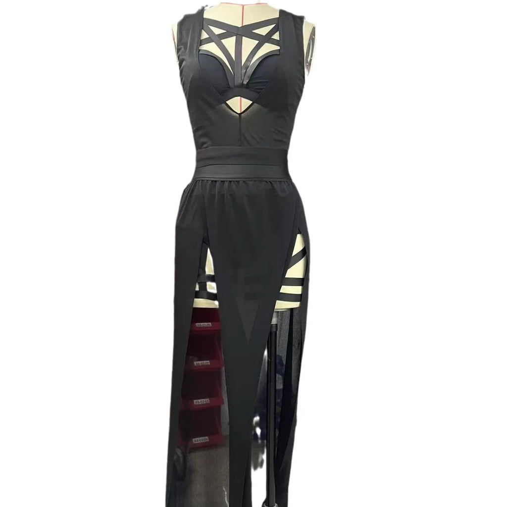 Leslie Goth Club Mesh Sexy Summer Two Piece Sets