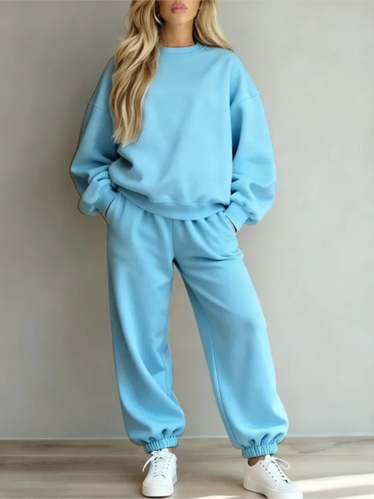 Diana Long-sleeved Casual Loose Fitting Two Piece Sets