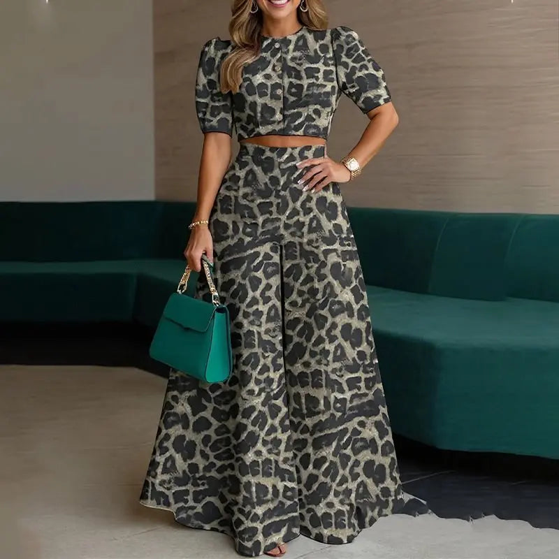 Luisa Short Sleeve Button-down Two Piece Sets