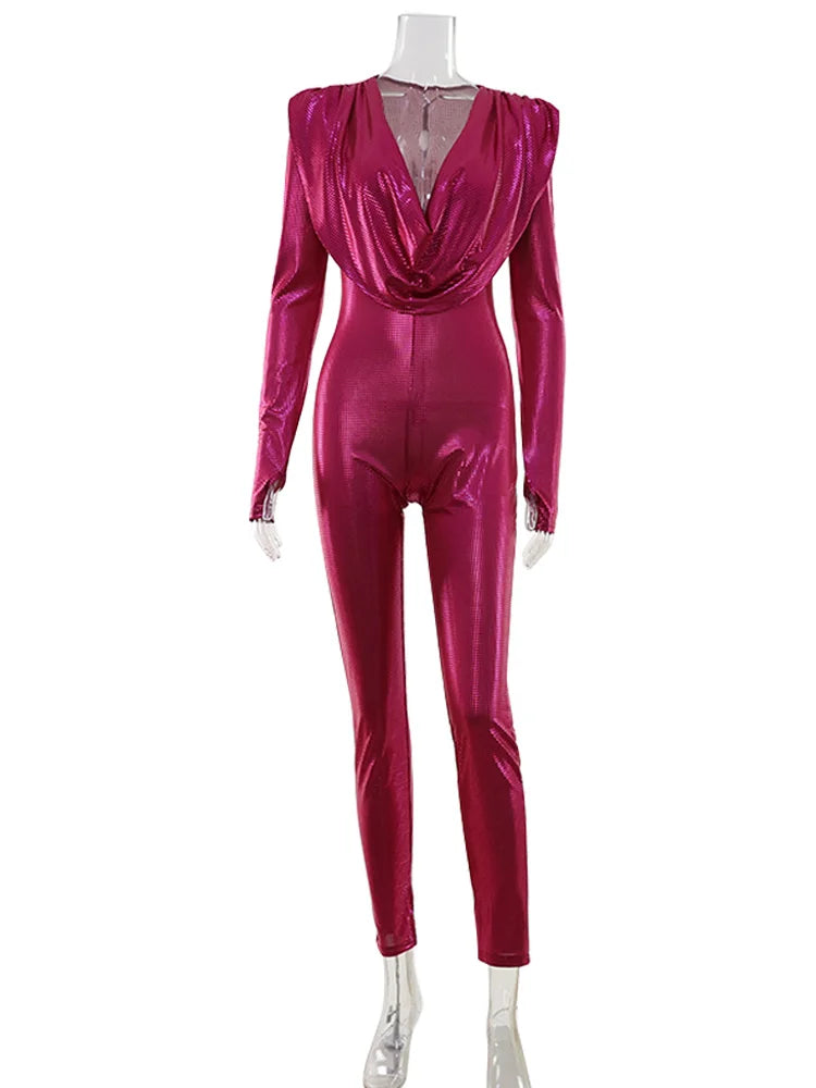 Allentown Solid Swinging Collar Regular Long Sleeves Skinny Casual Streetwear Jumpsuit