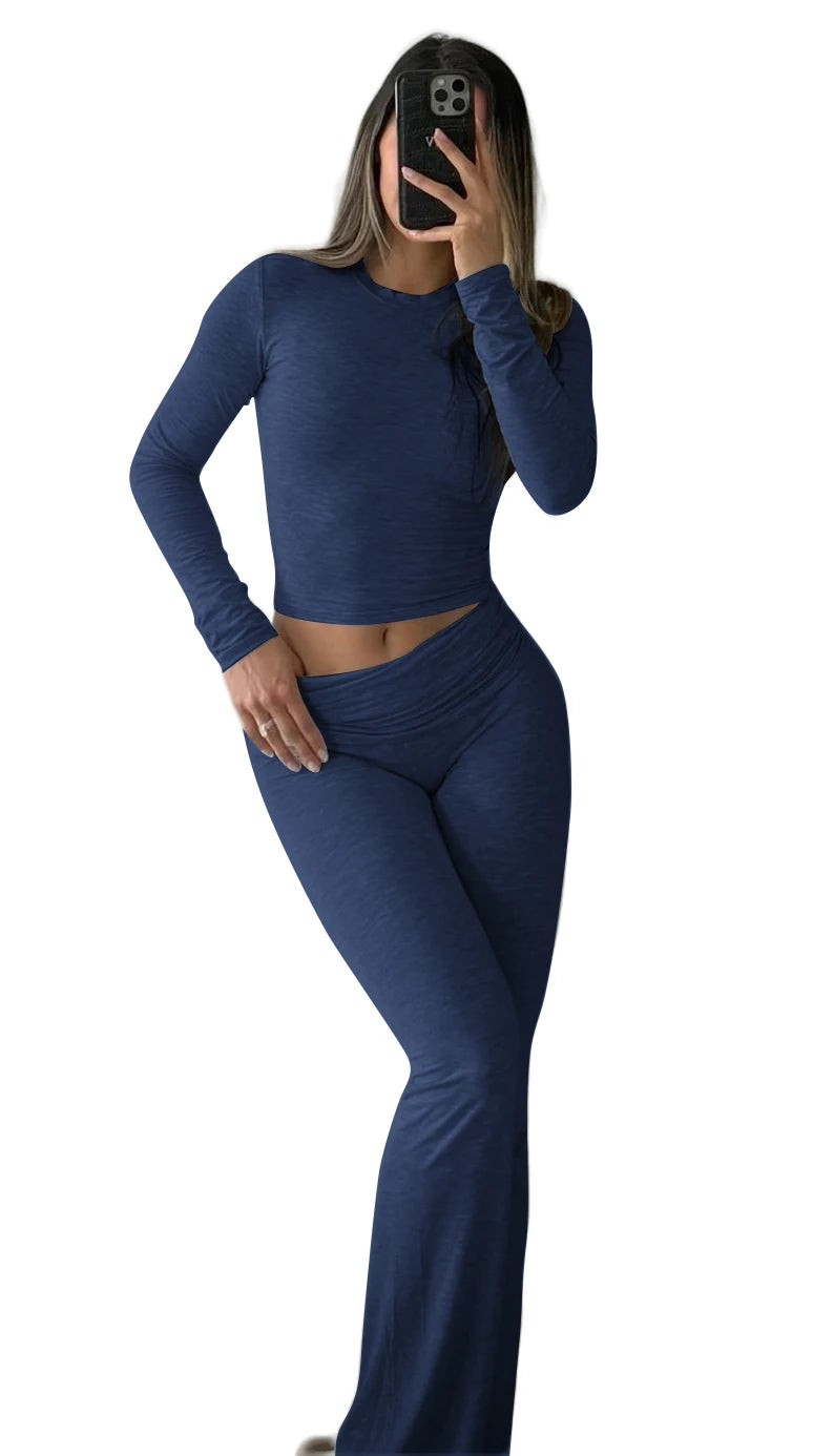 Victoria Casual Workout Outfits Long Sleeve Two Piece Sets