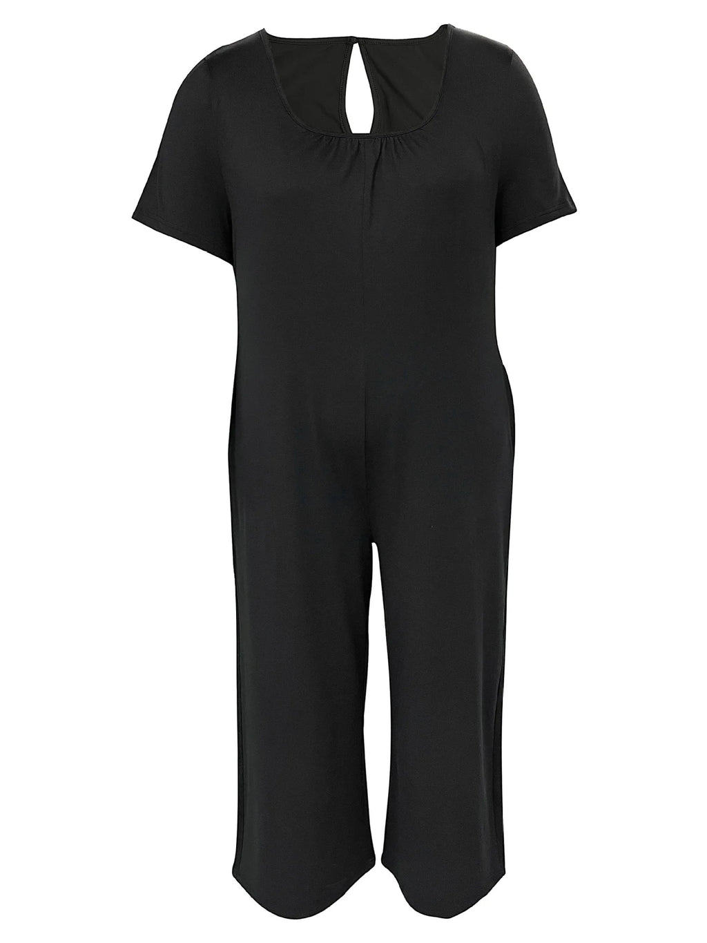 Plus Size Summer Women's Solid Color Jumpsuit with Pockets Casual Fashion