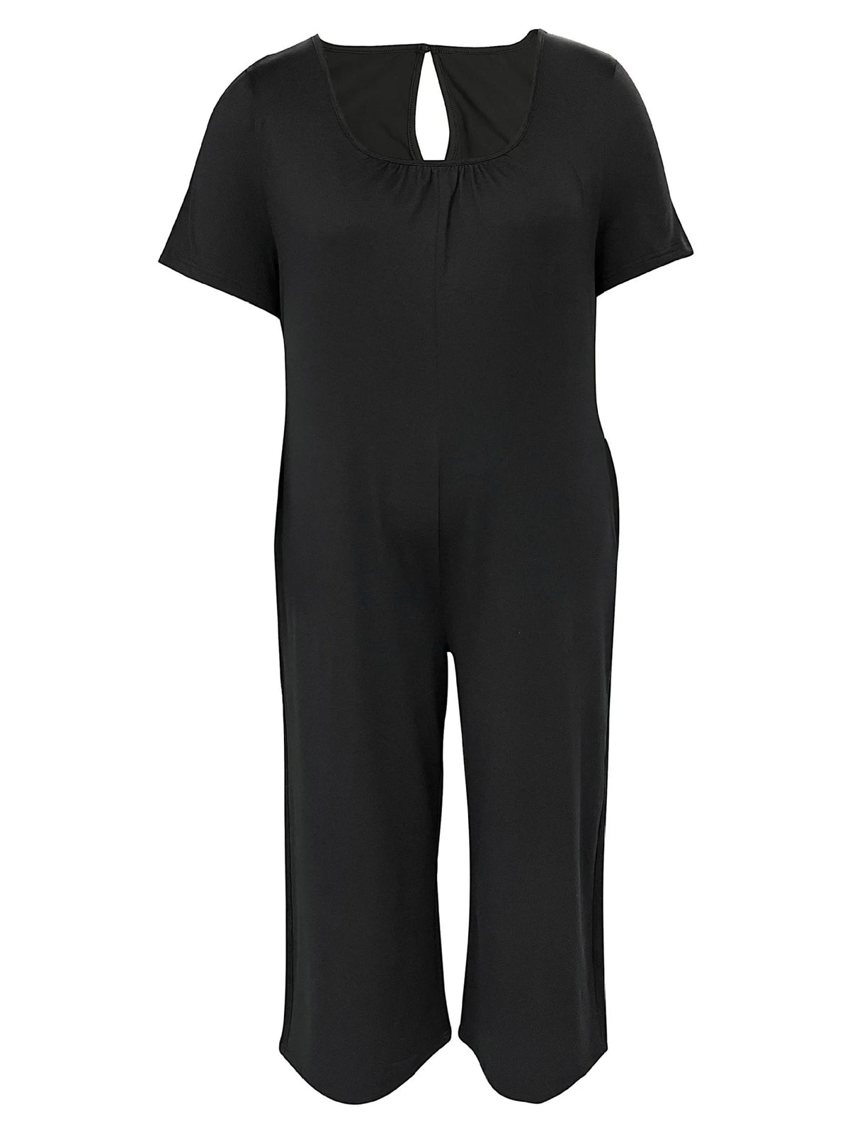 Plus Size Summer Women's Solid Color Jumpsuit with Pockets Casual Fashion