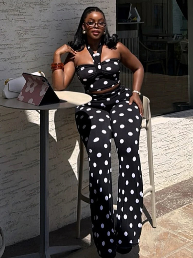 Fernanda Halter Off Shoulder Backless Two Piece Sets