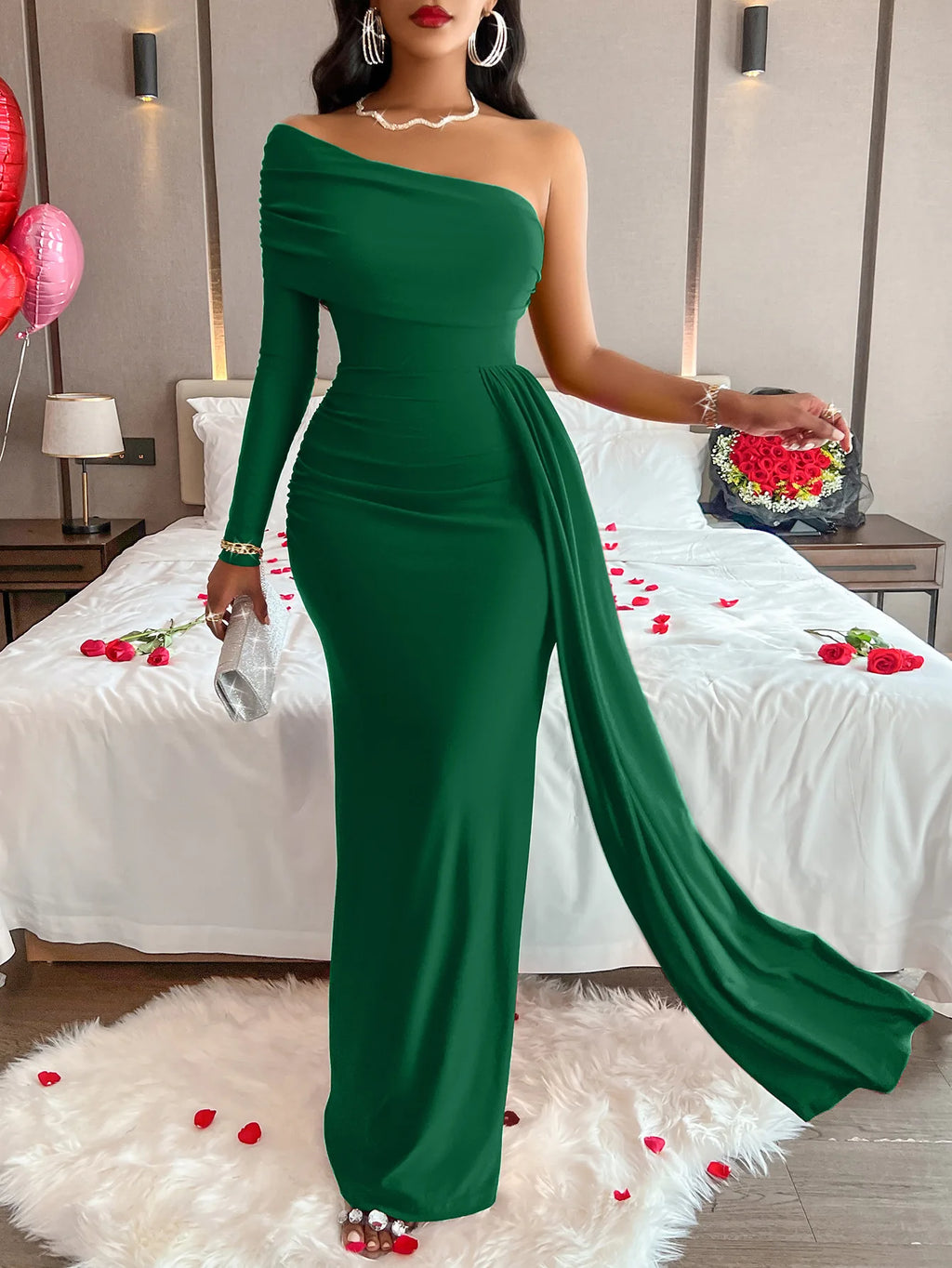Barrie Elegant Backless Sleeveless Off Shoulder Maxi Dress