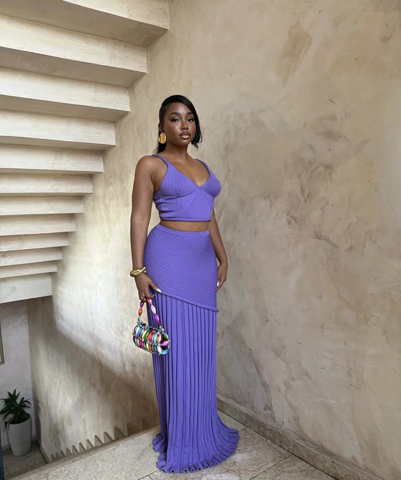Vitaly Summer Set Knitted Crop Two Pieces Sets