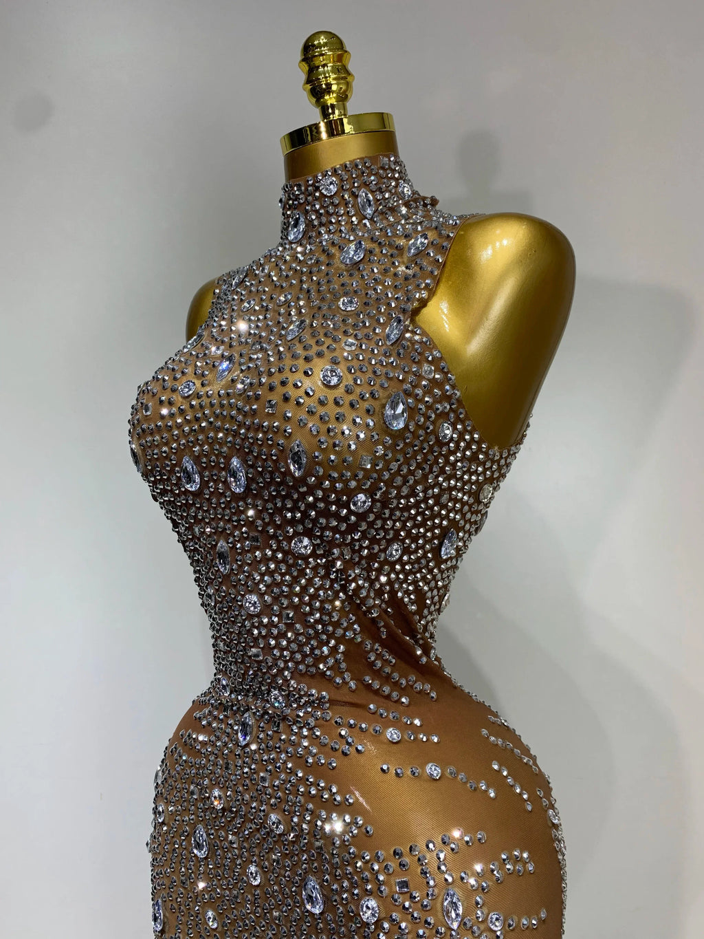 Rochester Hills Rhinestones Jumpsuit Mesh See Through Performance Dance Jumpsuit