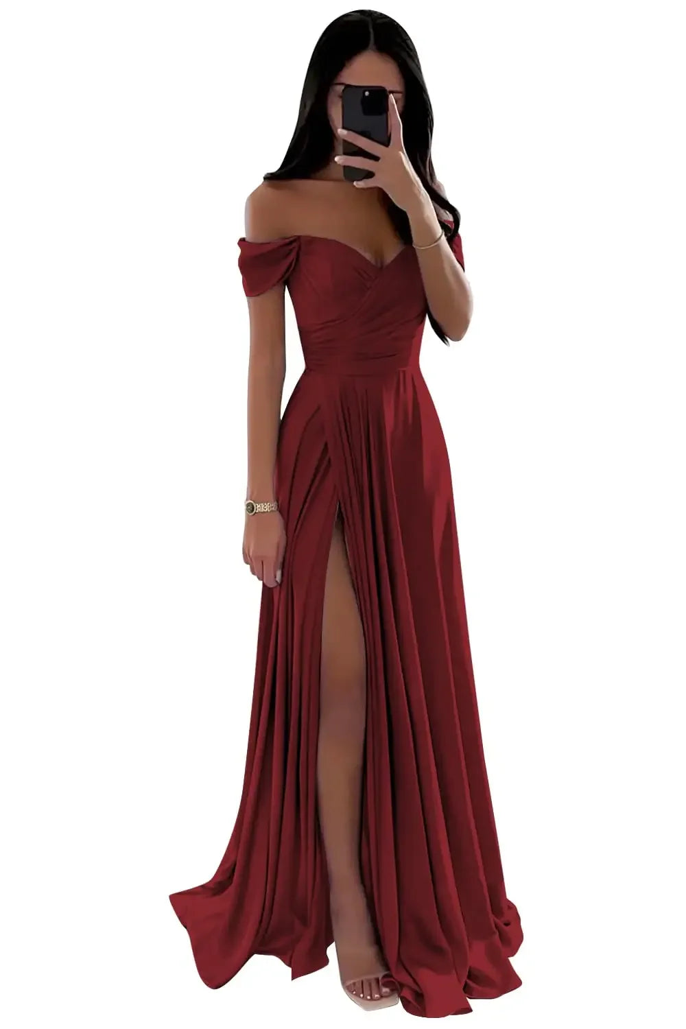 Basking Ridge Off the Shoulder Prom V-neck Backless Party Formal Evening Dress
