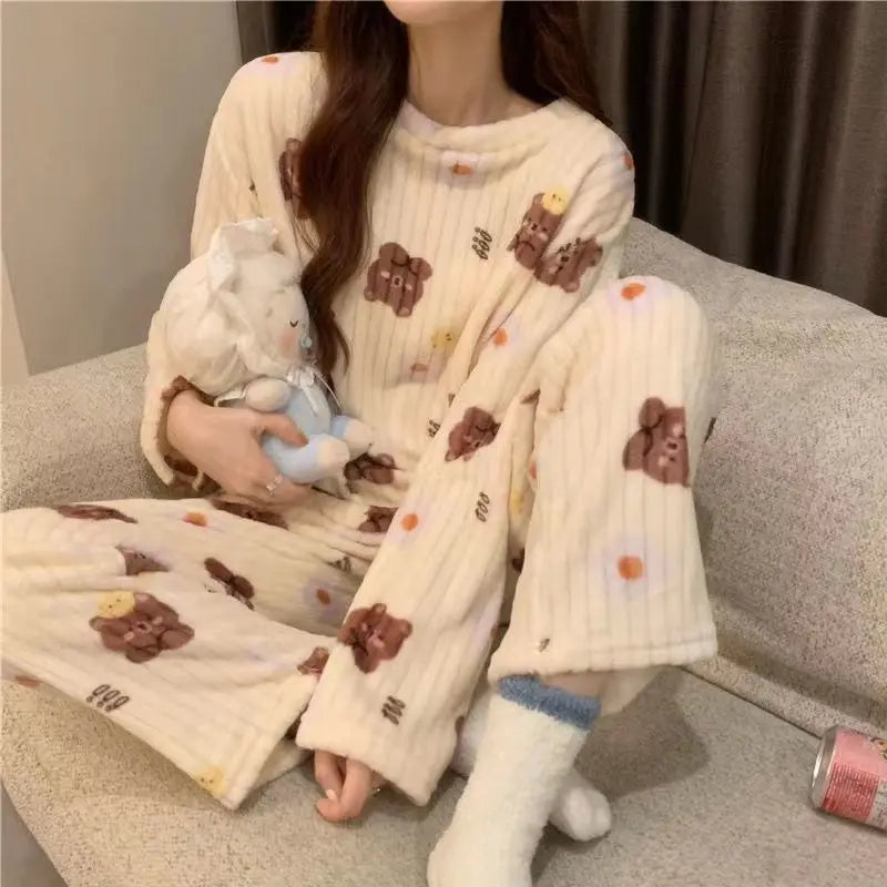 Lia Autumn Winter Plaid O-Neck Pullover Two Piece Sets