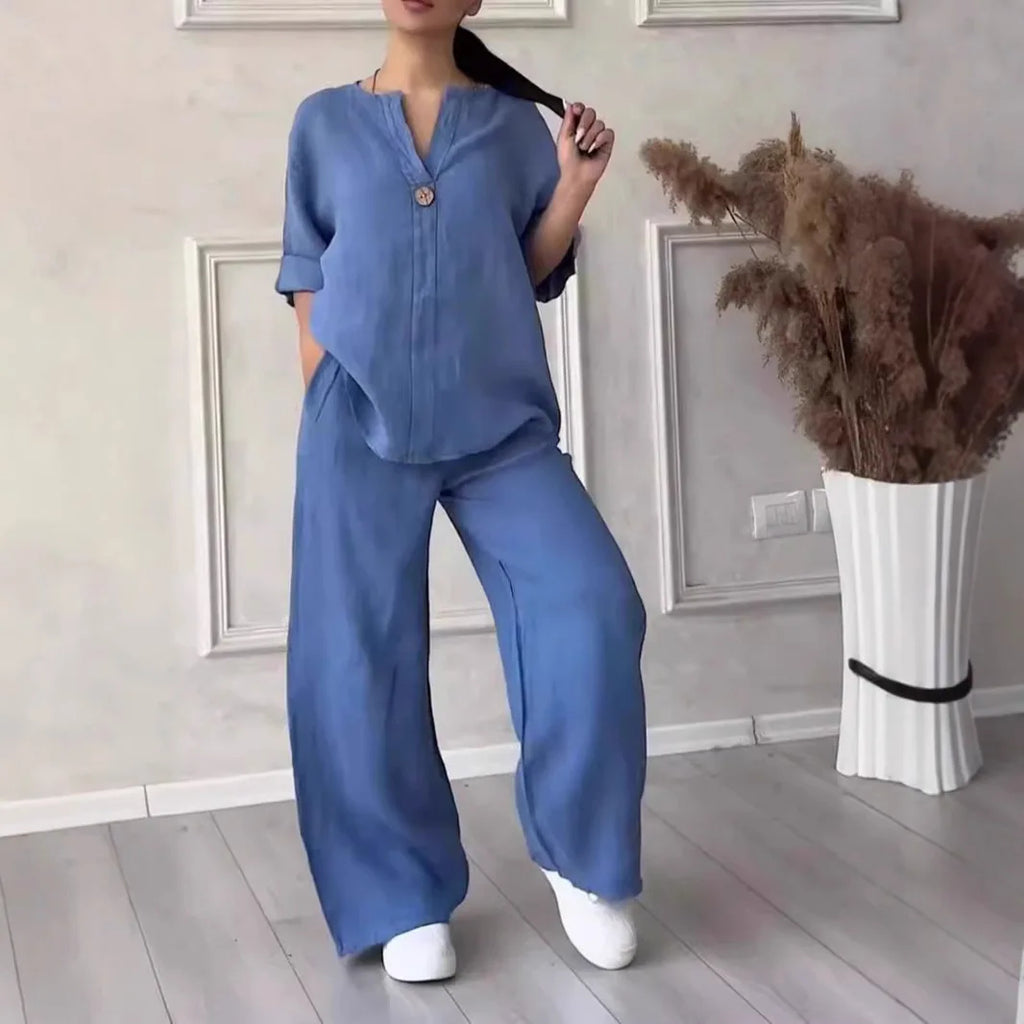 Shekina Comfortable Loose Cotton Linen Two Pieces Sets
