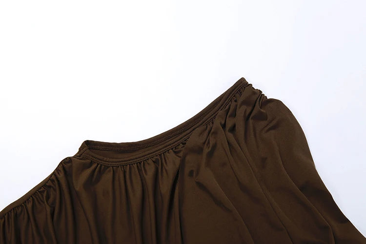 Linden Elegant Ruched O Neck Sleeveless Irregular Ribbon Metal Trim Classic Dress