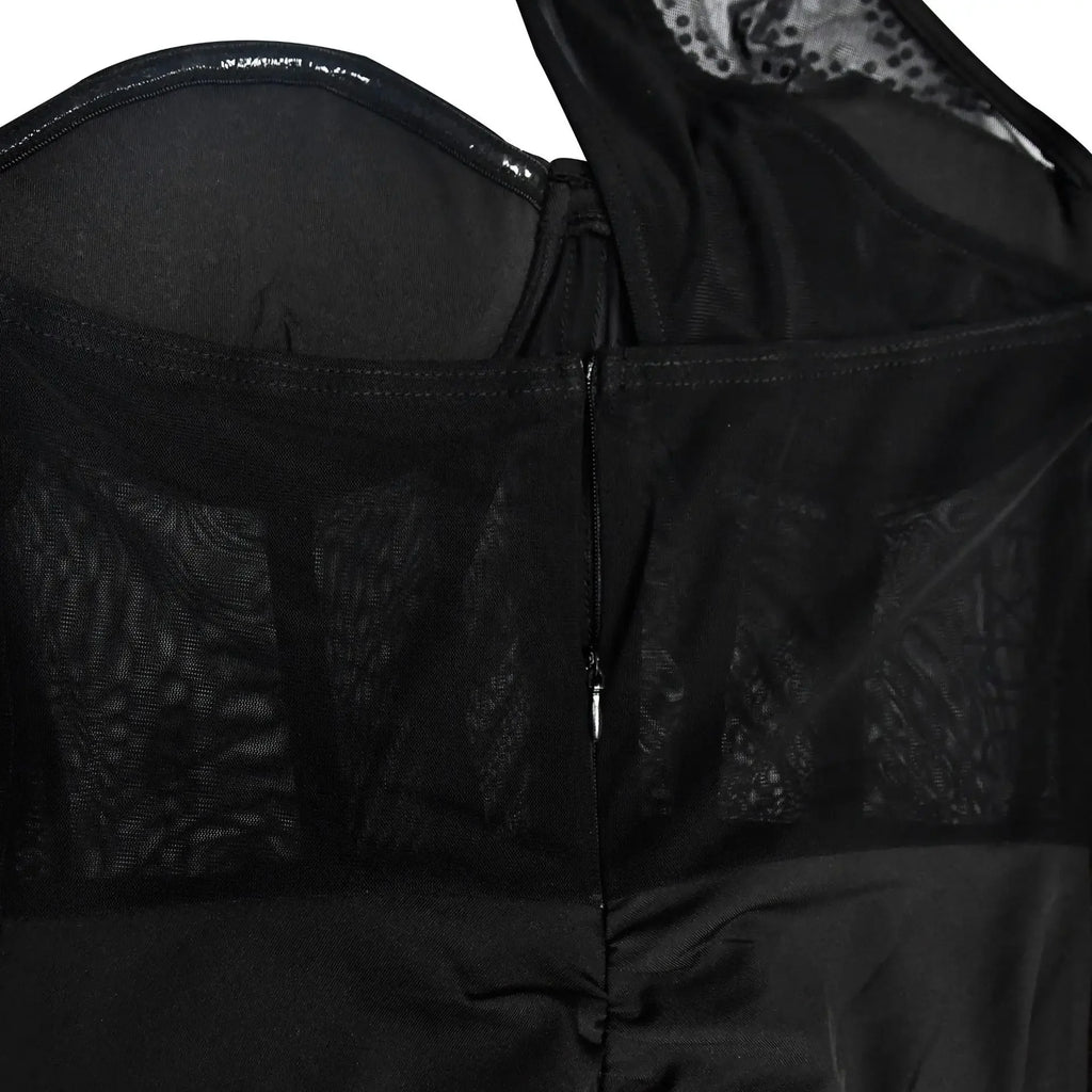 Homecrest Shoulder Mesh Rhinestone See Through Night Club Outfits Dress