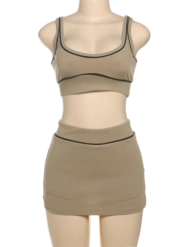 Nixy Skinny Ribbed String Backless Two Piece Sets