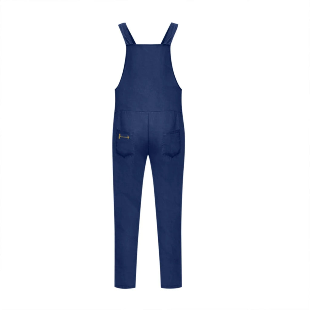 Women Plus Size Overalls Jumpsuits Casual Solid Loose Dungarees Retro Fashion