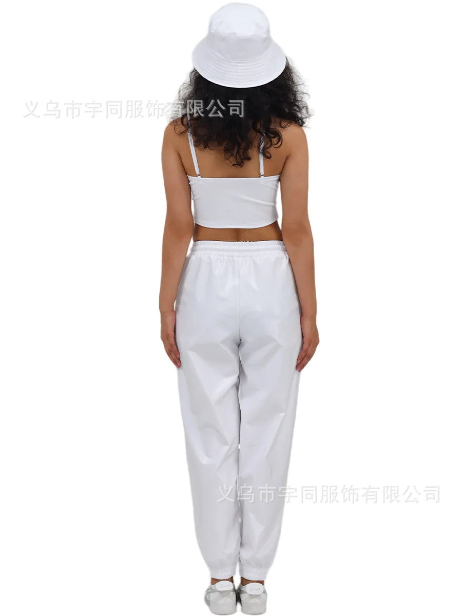 Turik Glossy Elastic Waist Drawstring Performance Trousers Pants