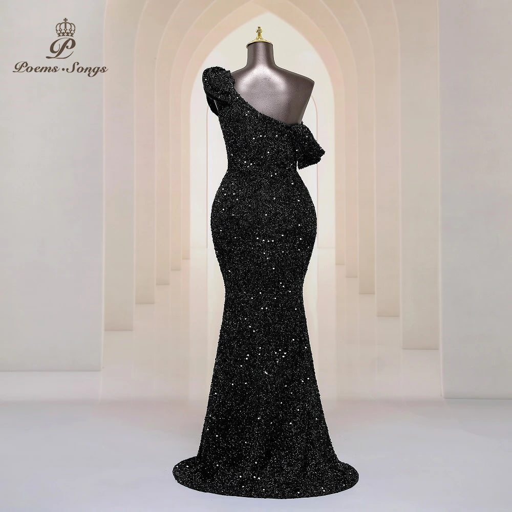 Georgia One Shoulder Evening Mermaid Sequins Party Maxi Dresses