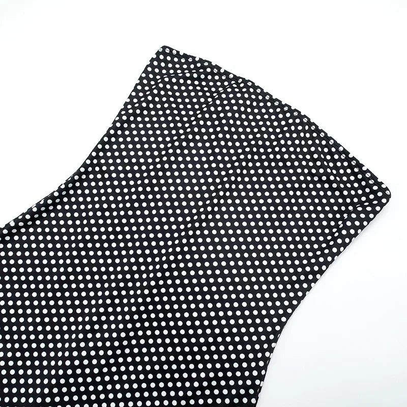 Cobble hill Polka Dot Print Strapless Skinny Midnight Tight Stretch Workout Activity Jumpsuit