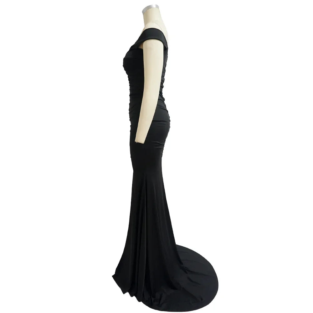 Toronto Banquet V Neck Sexy Satin Split Luxury Trailing Long Dresses