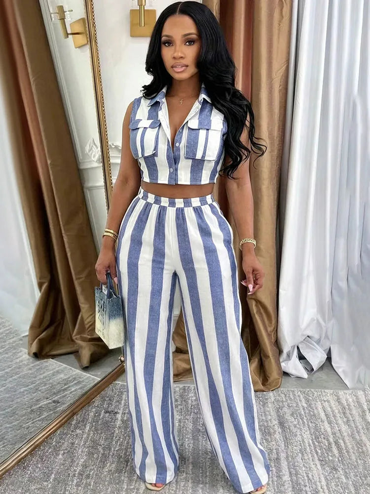 Dahiana Outfits Turn-down Collar Two Piece Sets