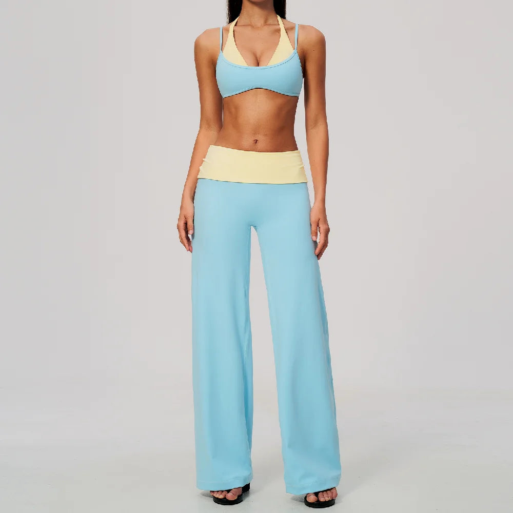 Camila Contrast Color Fitness Suit Tracksuit Two Piece Sets